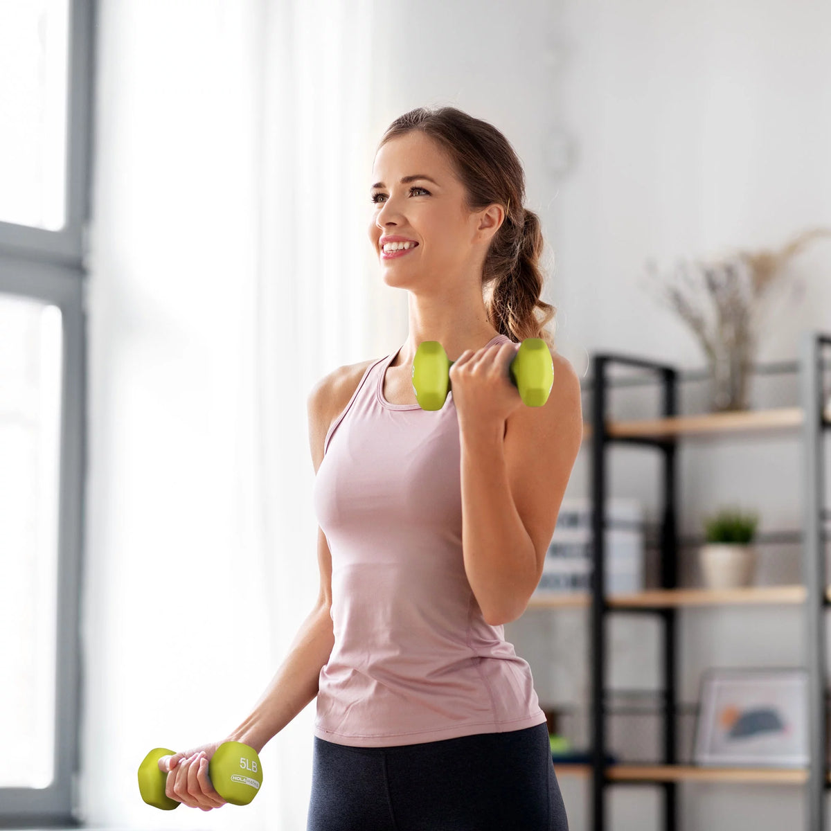 5, 10, and 15 Pound Neoprene Hand Weight Set with Rack Y6183