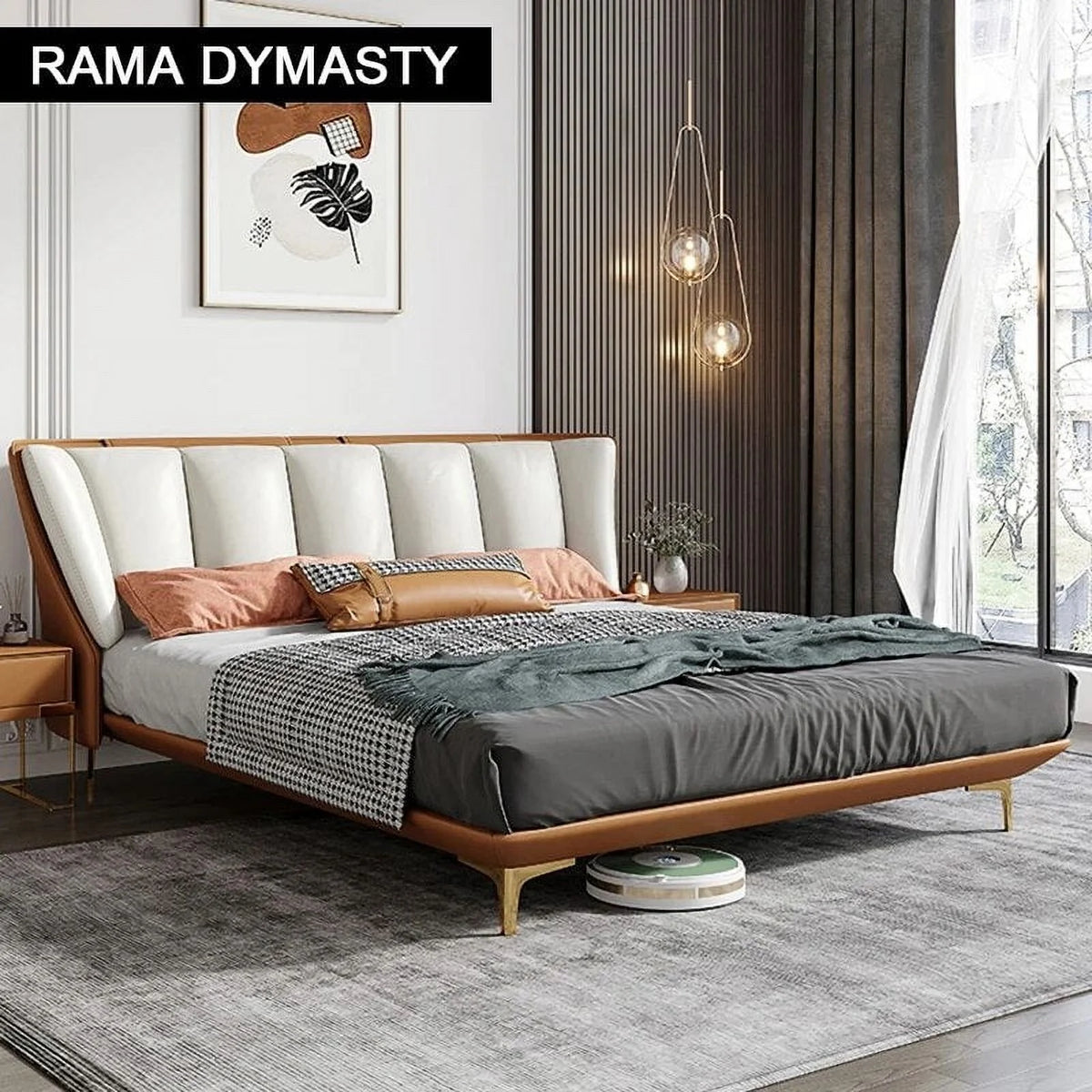 Genuine Leather King Queen Size Bed O412