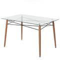 Clear Glass Top Dining Table with Metal Frame F34339