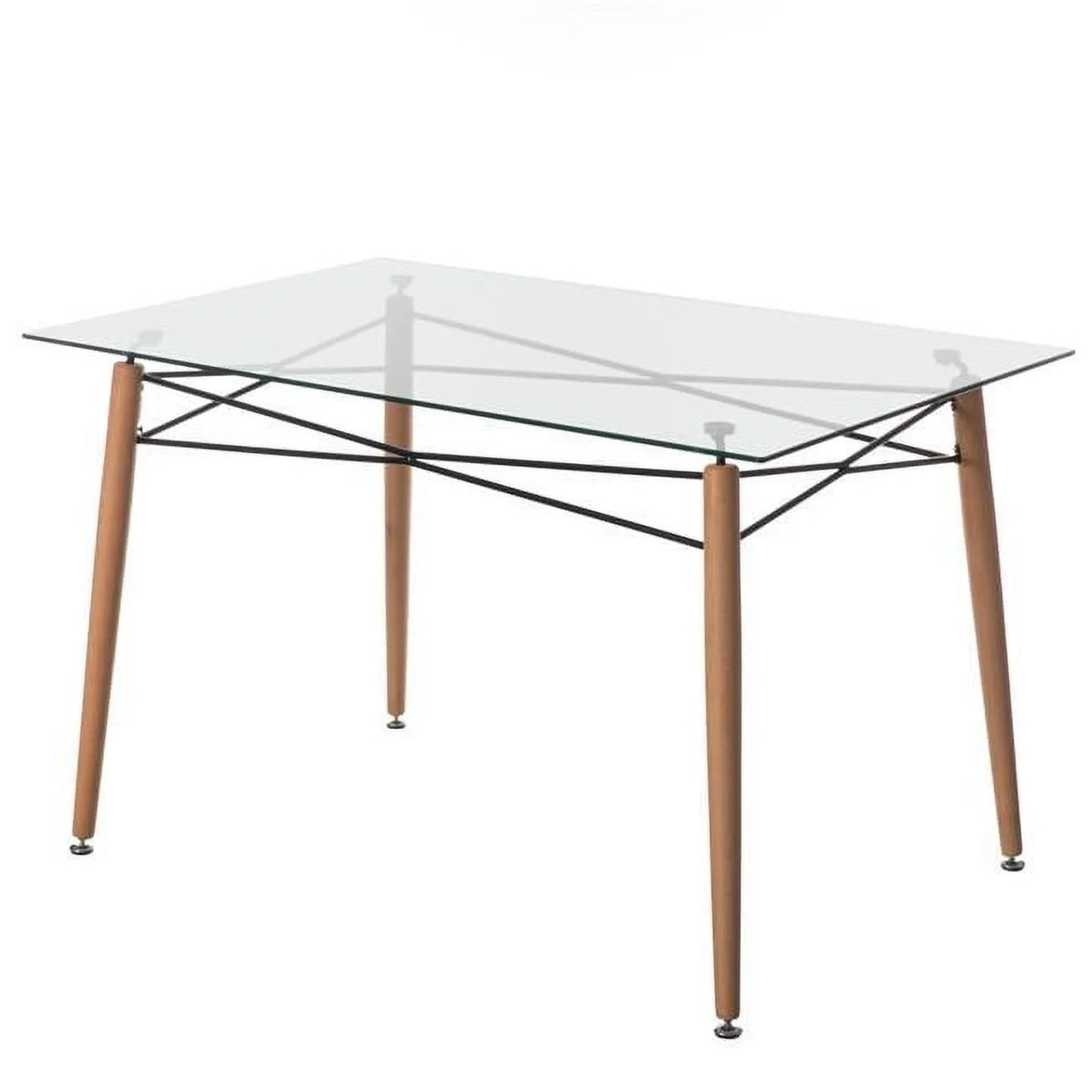 Clear Glass Top Dining Table with Metal Frame F34339
