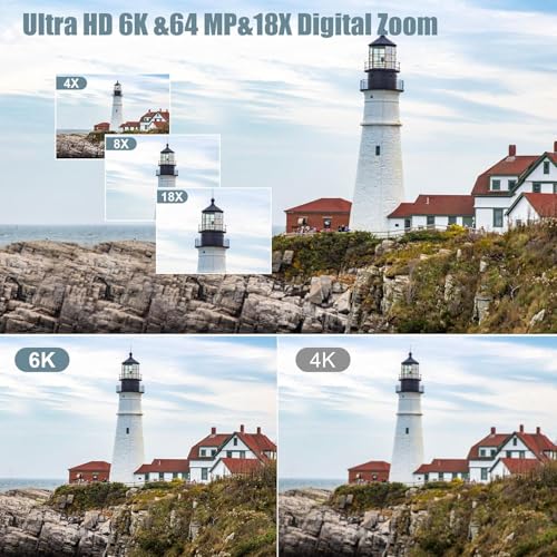 6K Camcorder Video Camera 64MP IR Night Vision 18X Digital Zoom 4.0 Inch Touch Screen with WiFi L208