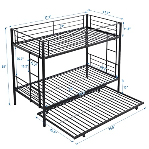 Twin Over Twin Metal Bunk Bed with Trundle D222153