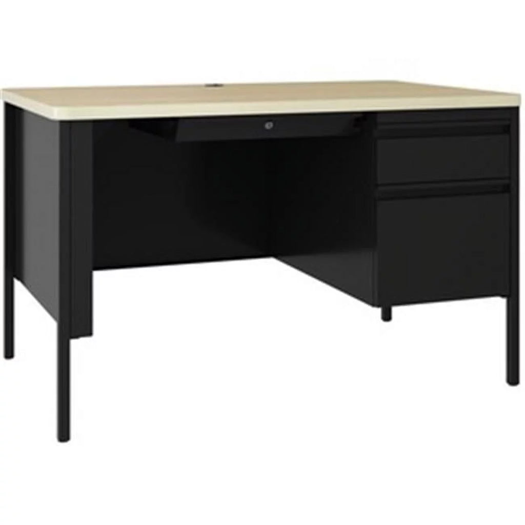 Black & Maple Single-Pedestal Desk N100