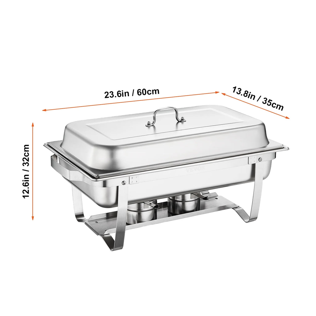 9L Stainless Steel Full Size Rectangular Chafing Dish 4 Packs Y4208
