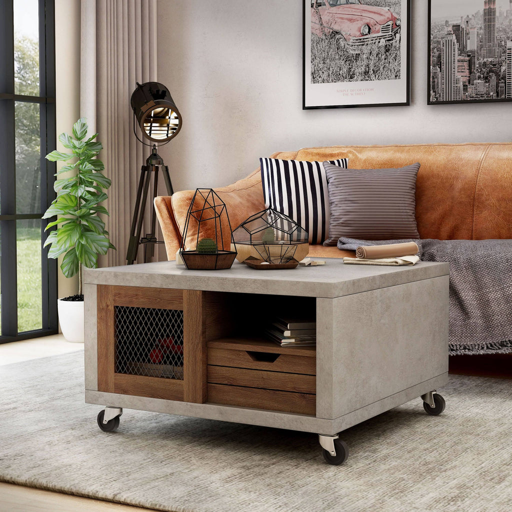 Industrial Multi-Storage Coffee Table Y636268