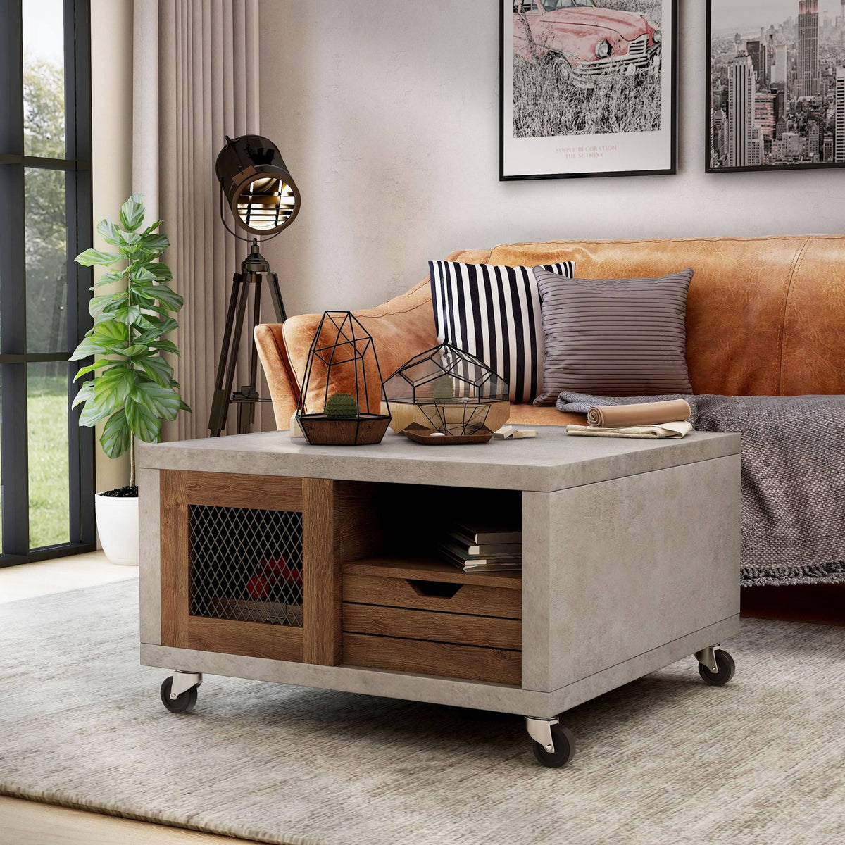 Industrial Multi-Storage Coffee Table Y636268