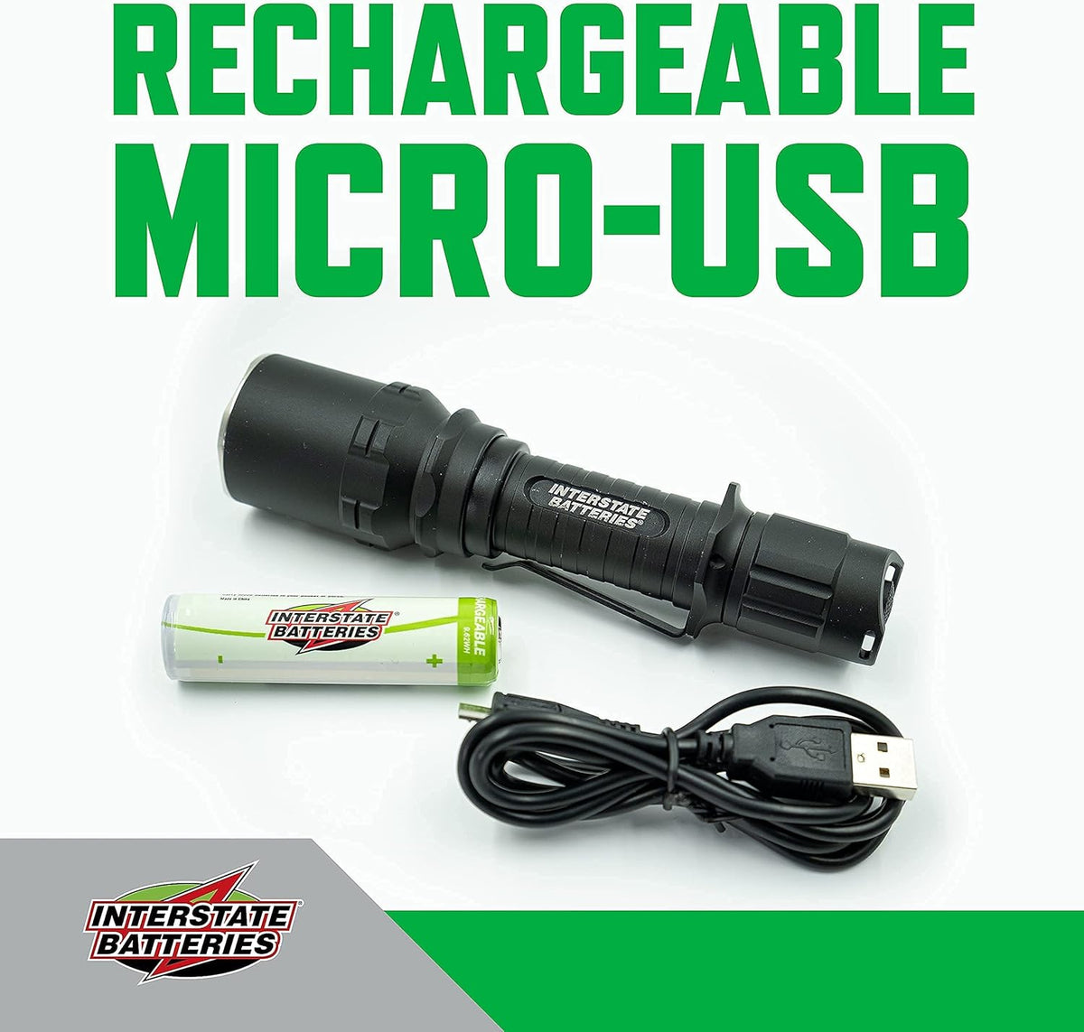 Rechargeable 1000 Lumen Tactical Clip-On Flashlight Pack of 2 T301025