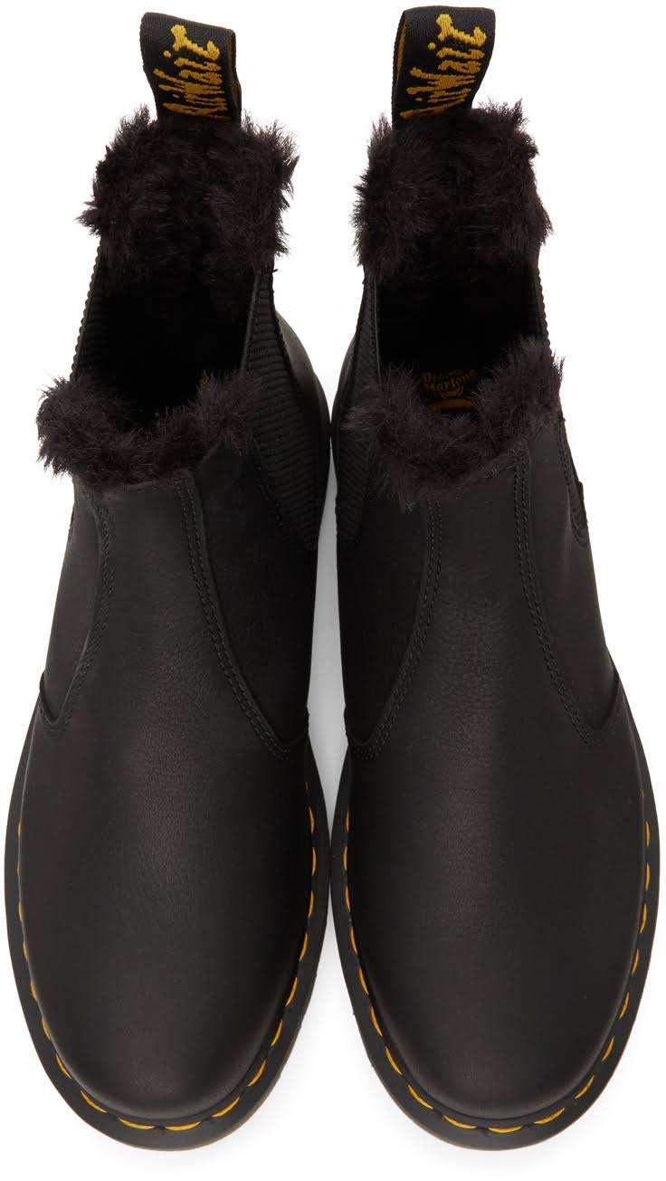 Black Faux Fur Lined Chelsea Boots G310