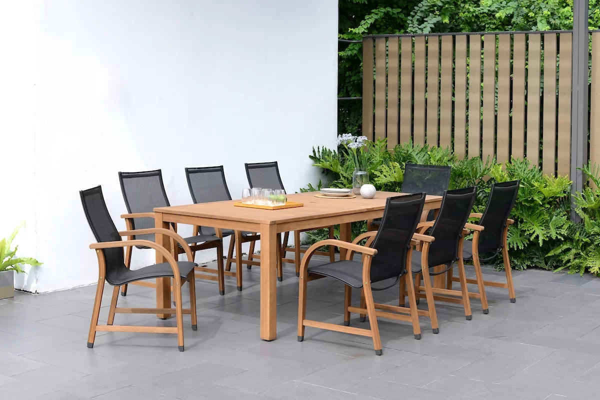 9-piece Solid Wood Rectangular Patio Dining Set V101709
