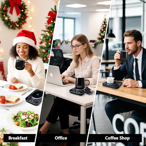 36W Electric Smart Coffee Mug Warmer Set with Timer, Black 14oz O88534