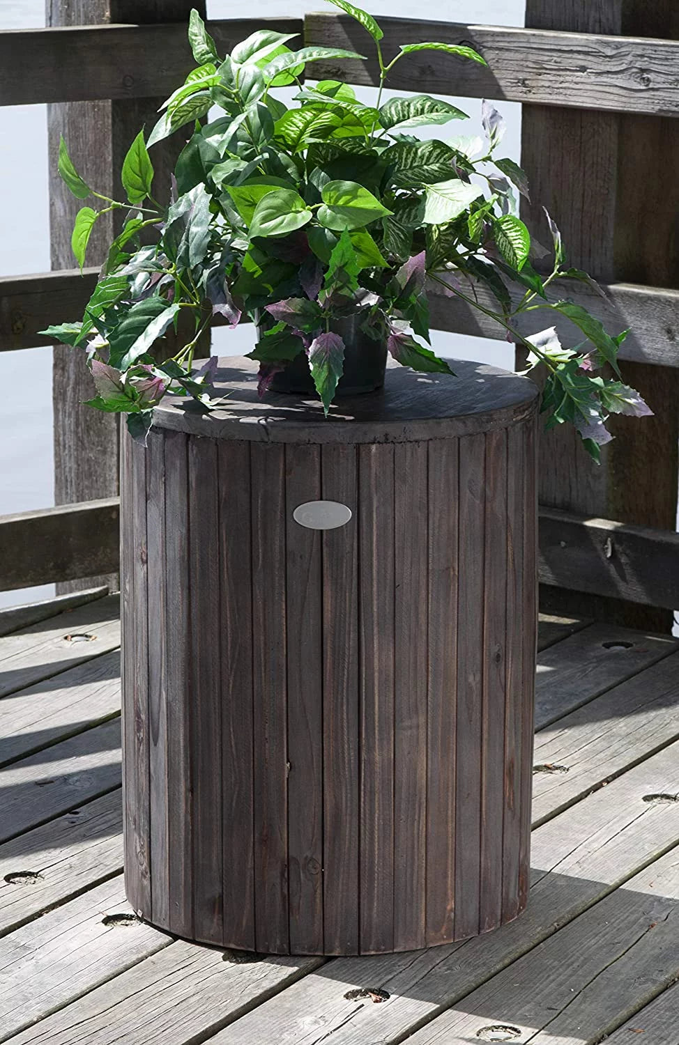 Cacao Brown Recycled Wood Stool End Table Q258271