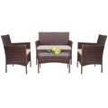 Black PE Rattan Wicker 4 Pieces Patio Table and Chairs Set with Cushion S159