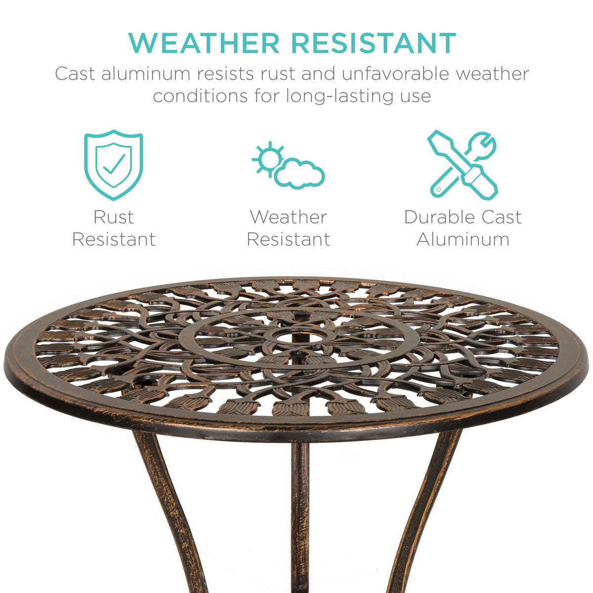 3-Piece Cast Aluminum Patio Bistro Furniture Set H812979