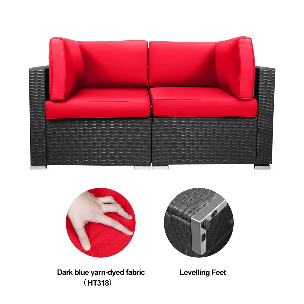Red 2-Piece Rattan Outdoor Sofa Set Q83885
