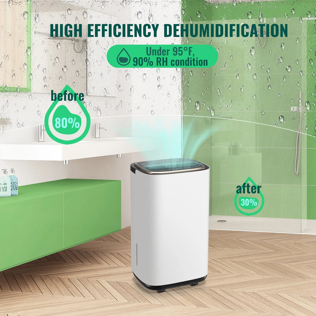 30 Pints Portable Dehumidifier with Auto & Manual Drainage A7268