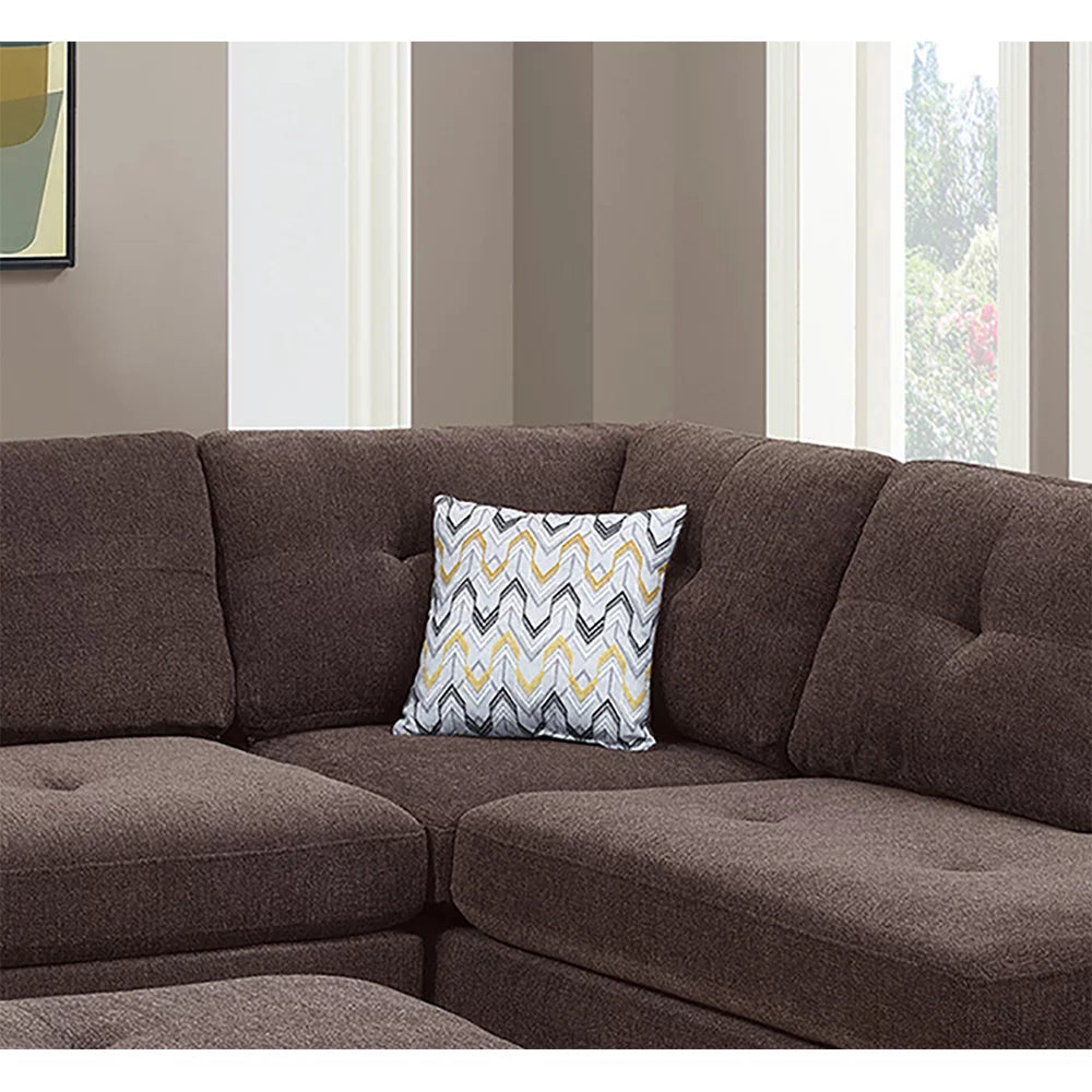 Dark Coffee Chenille Reversible Sectional Sofa W9852