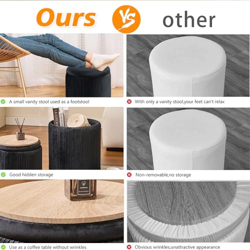 Set of 2 Upholstered Velvet Ottoman with Storage X8926