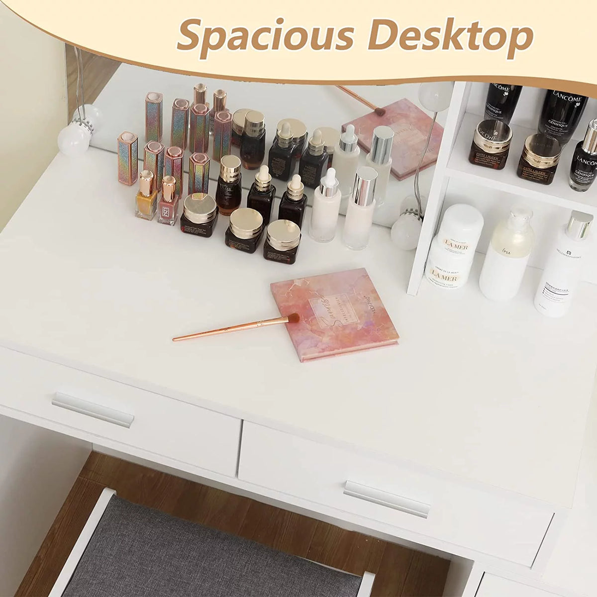 White Vanity Set with Mirror and Stool O322