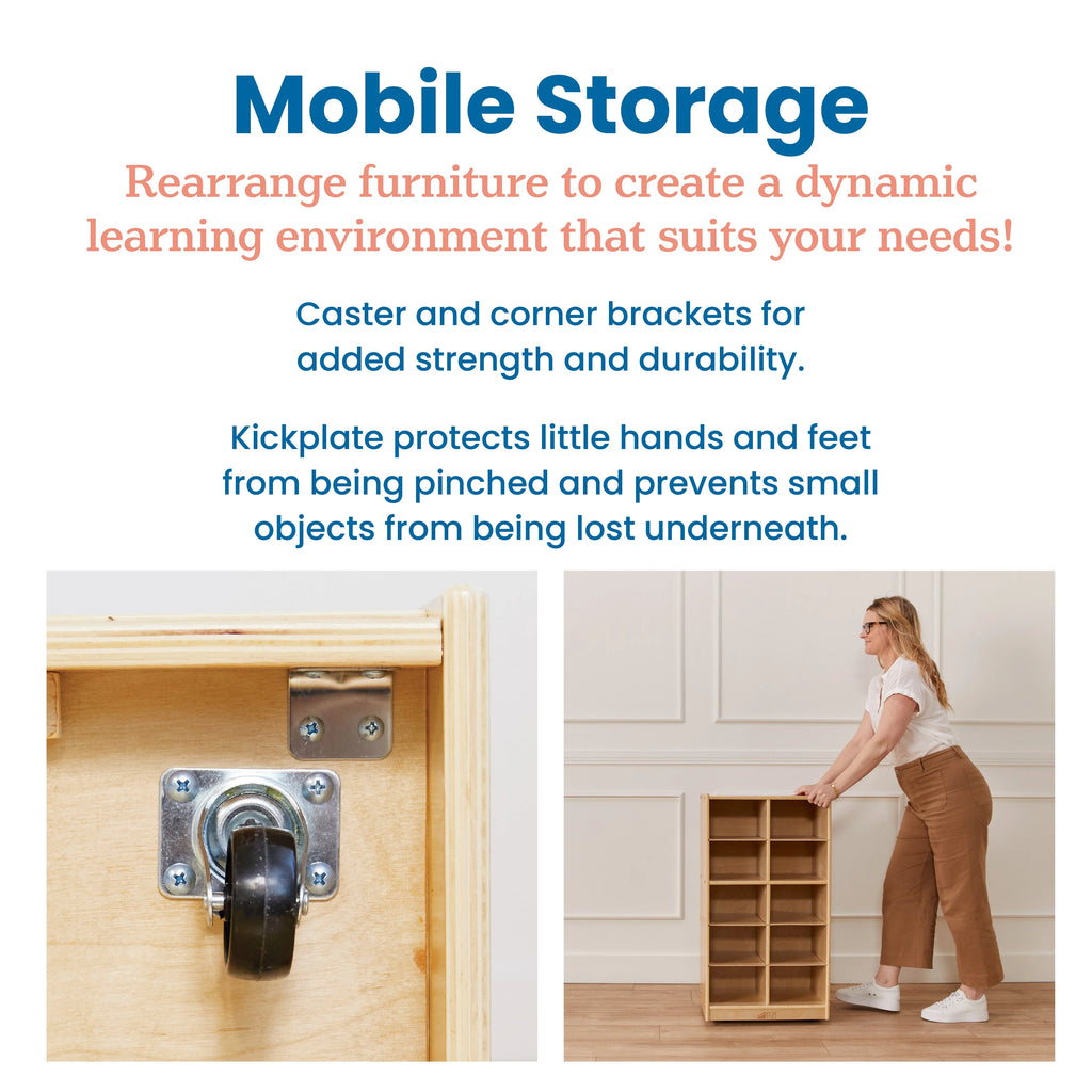 10 Cubby Mobile Tray Storage Cabinet B931