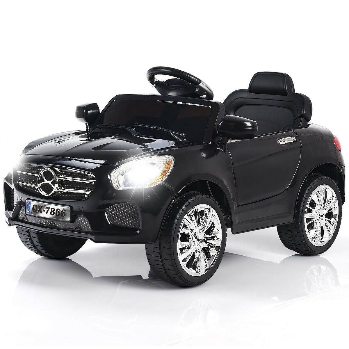 Black Battery Powered LED Lights Kids Riding Car C836913