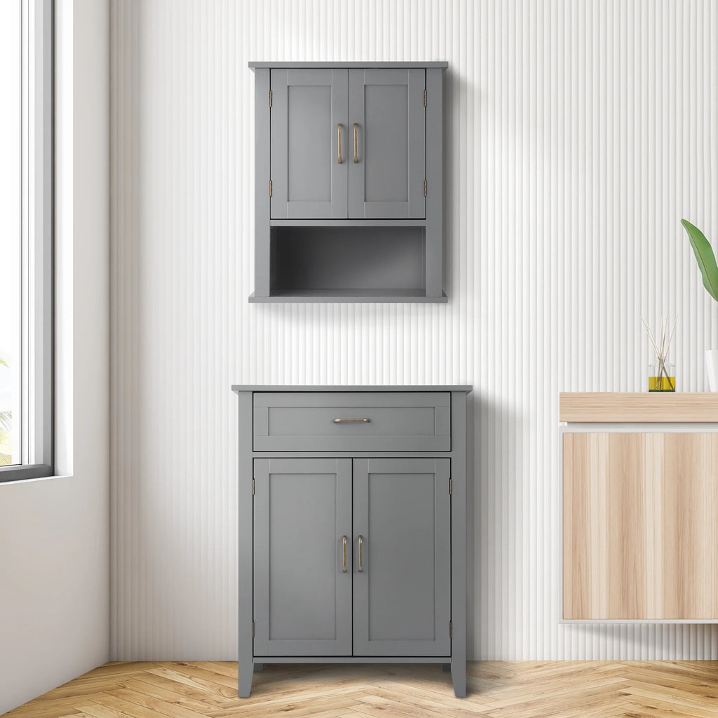 Gray Wooden Floor Storage Cabinet U452