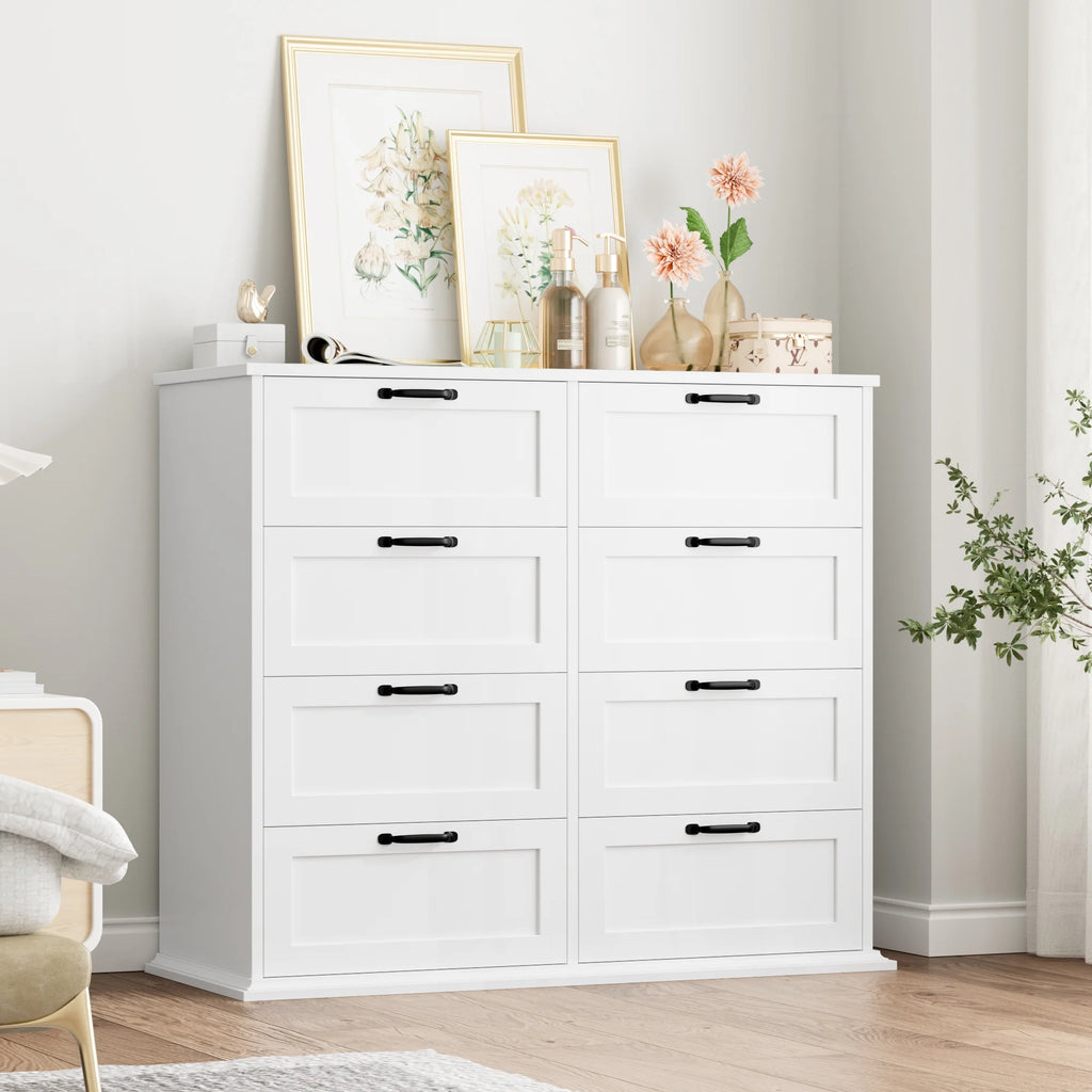 White 8 Drawer Wood Dresser F475