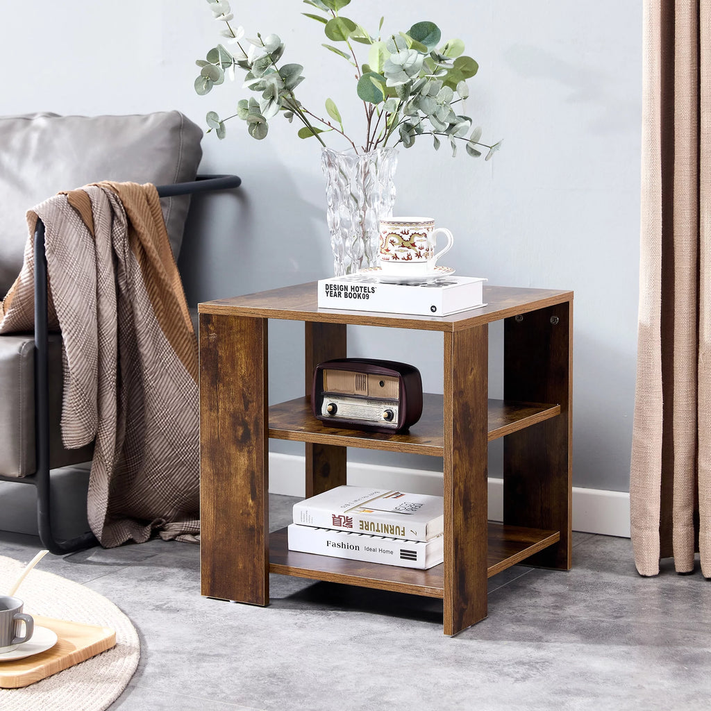3 Tier Wood Nightstand with Open Shelf A6919