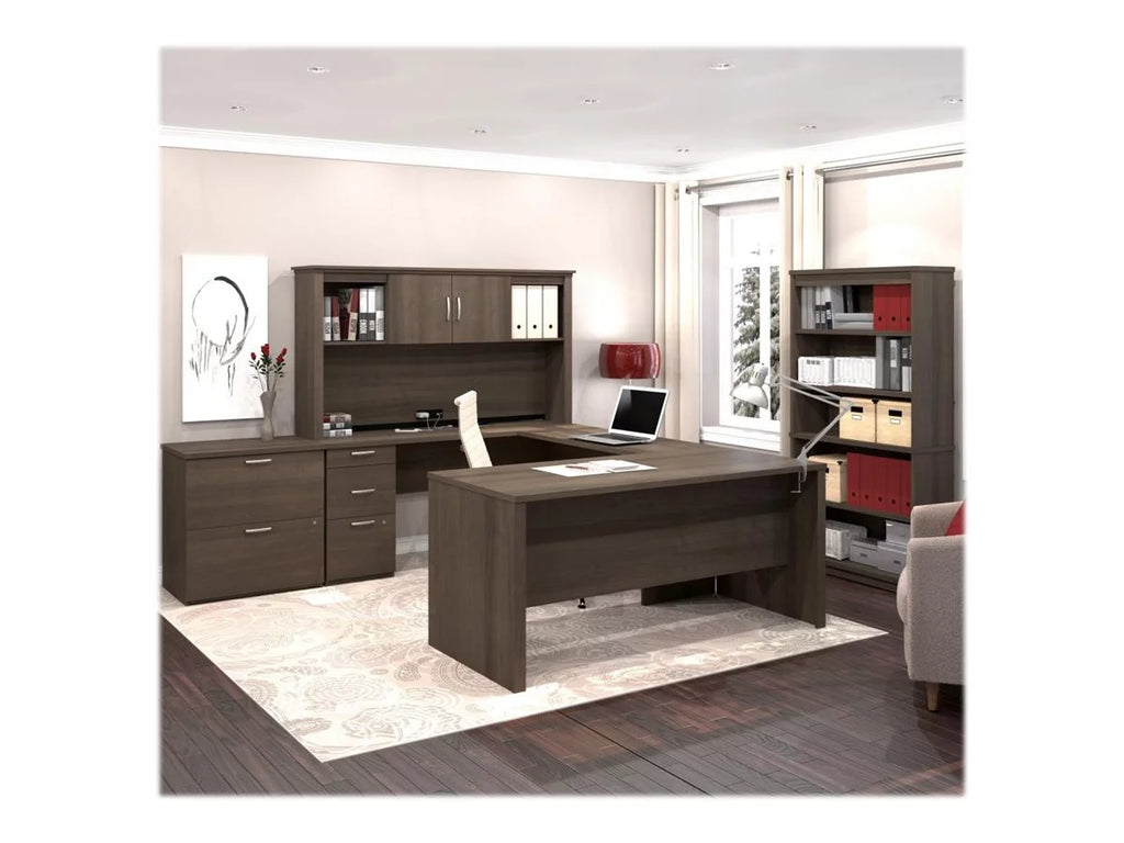 66" U-Shaped Desk and Bookcase K831