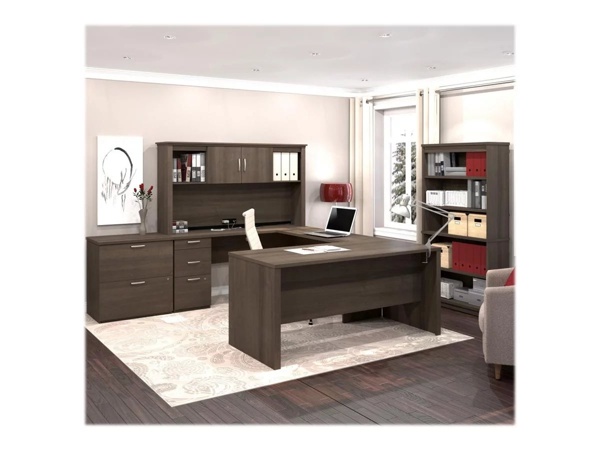 66" U-Shaped Desk and Bookcase K831