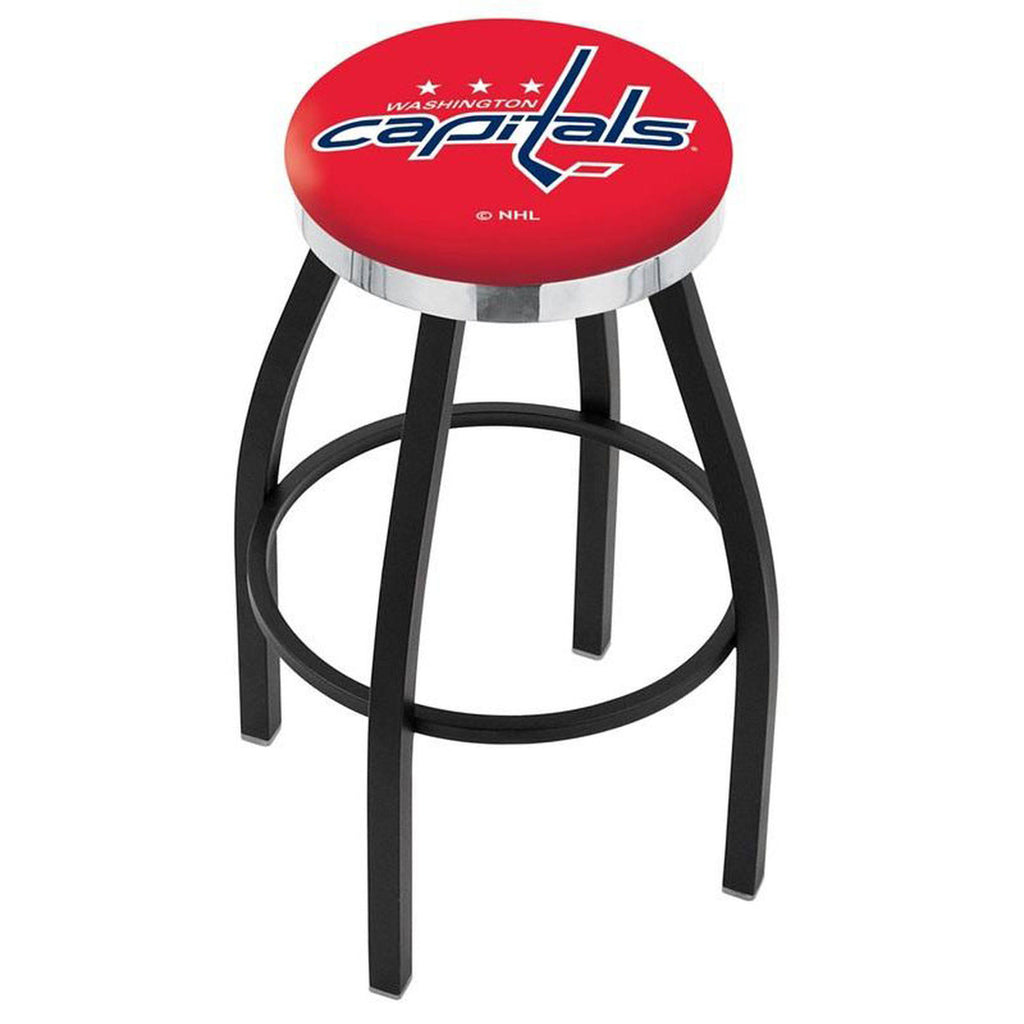 Black Swivel Bar Stool with Chrome Accent Ring L795892