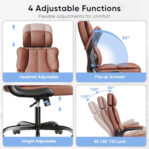 Black Leather Executive Office Chair with Lumbar Support M622