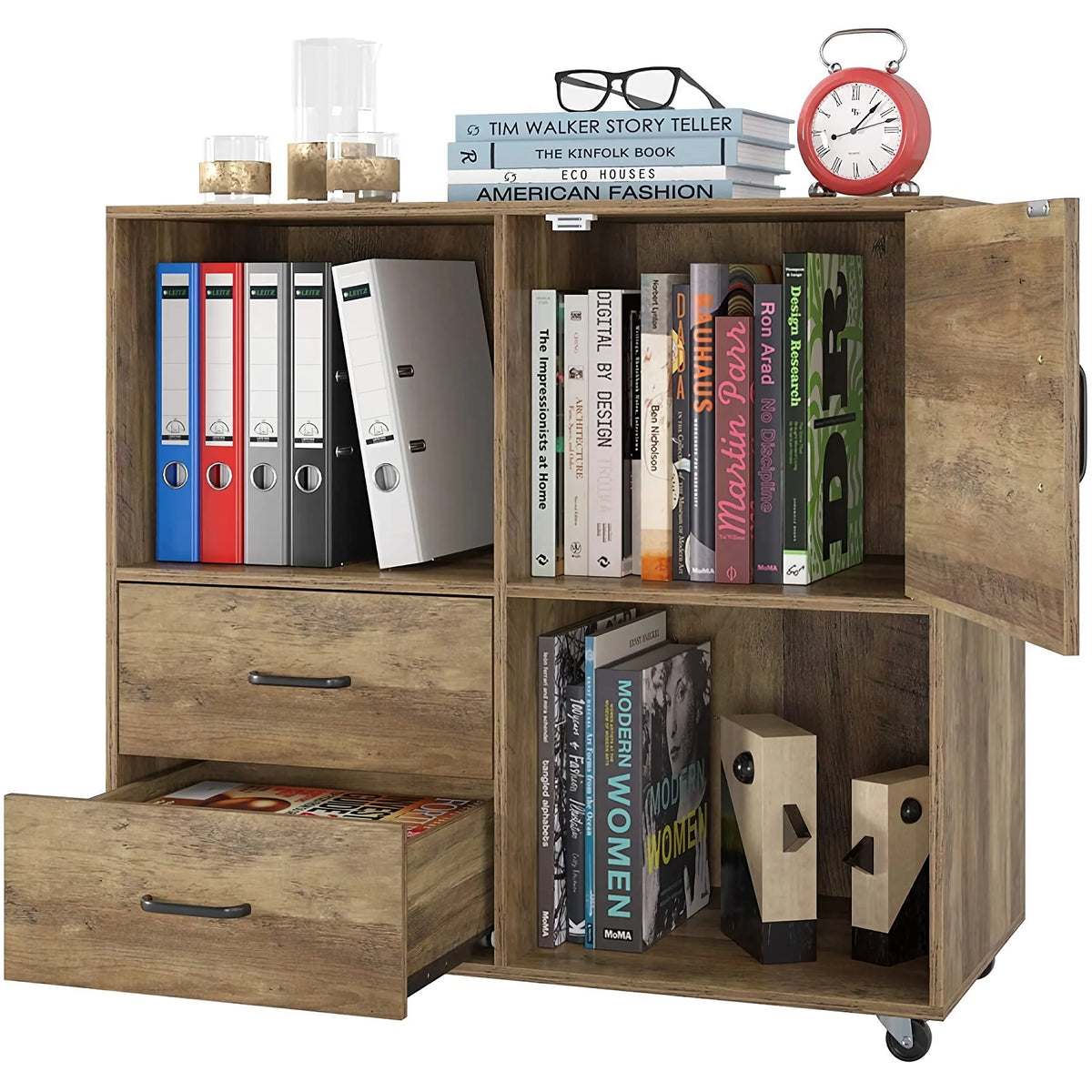 Wooden 2 Drawer File Cabinet with Wheels B738298