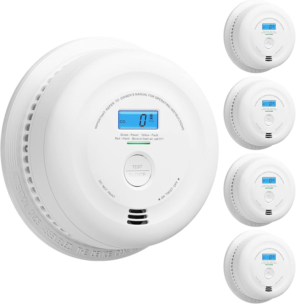 10-Year Battery Smoke and Carbon Monoxide Detector with LCD Display, Pack of 5 V80867