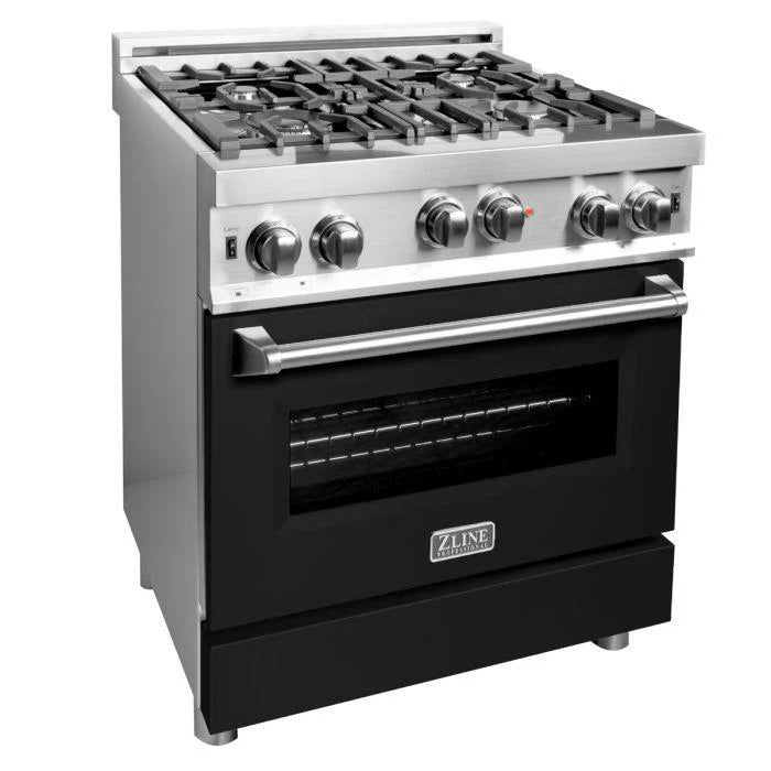 30 in. 4 Gas on Gas Range in Black Matte K560