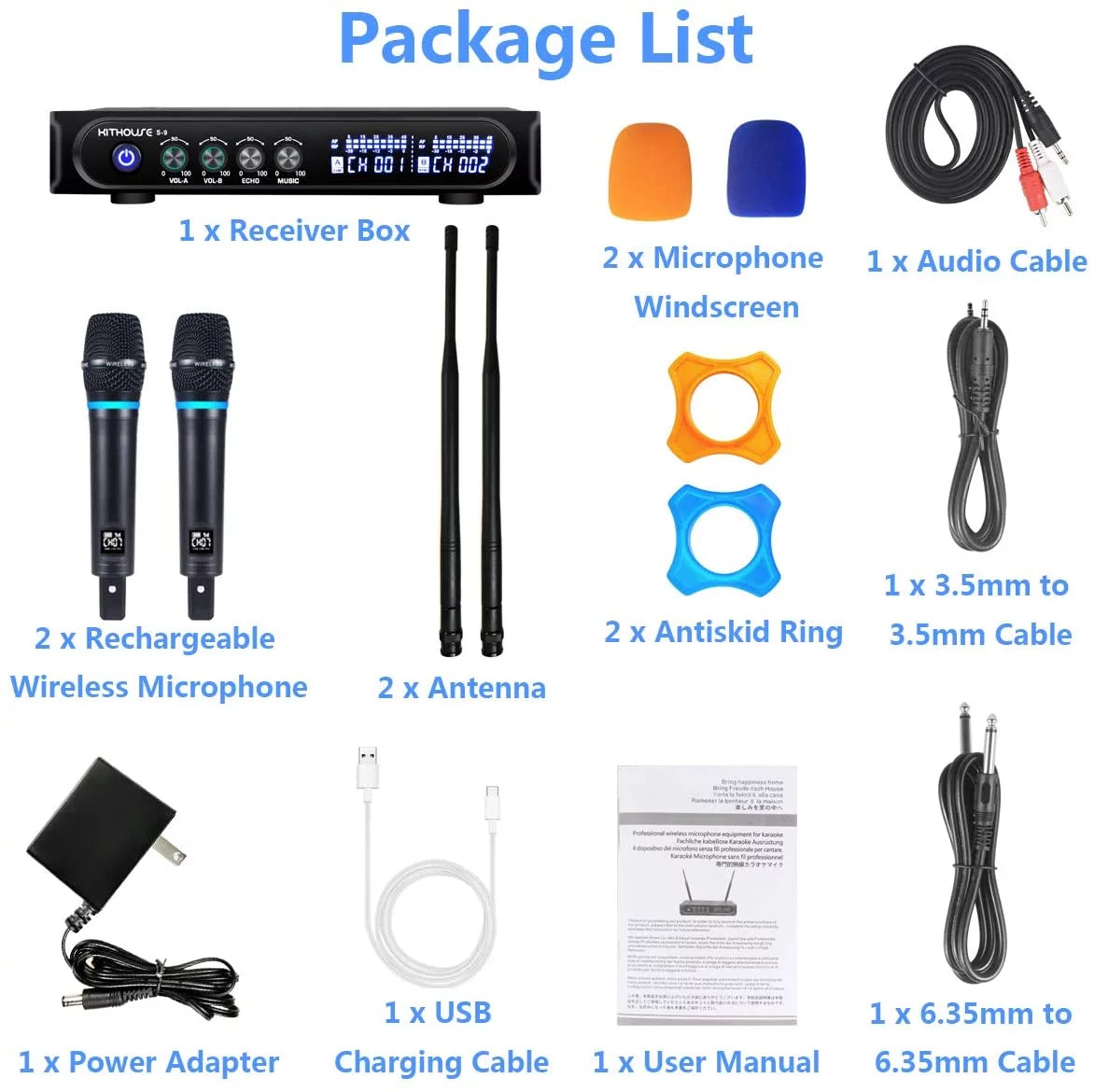 Rechargeable Wireless Microphone System with Bluetooth Receiver J806