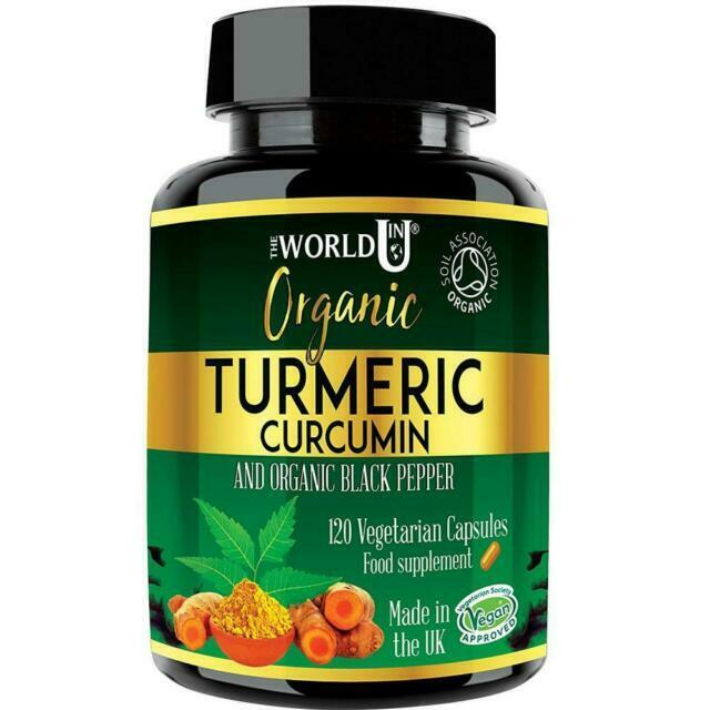 Organic Turmeric Curcumin 120 Capsules Black Pepper E7178