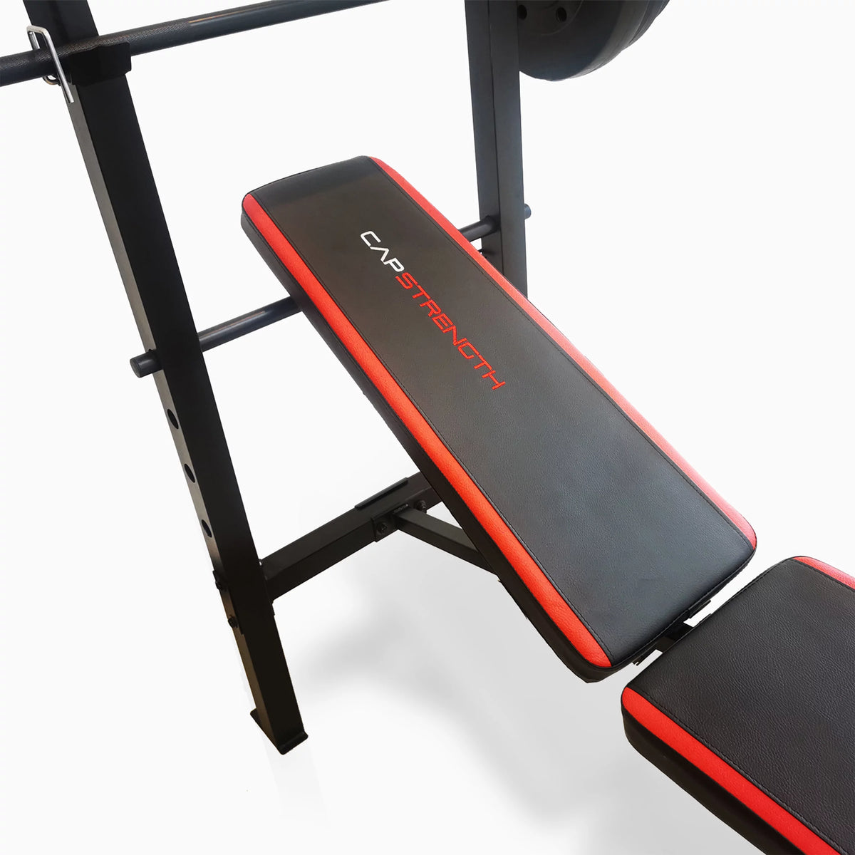 Adjustable Weight Bench with Rack and 90 lb Vinyl Weight Set P5596