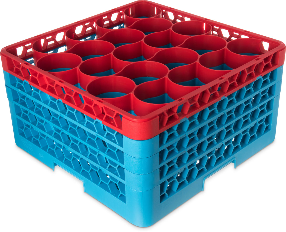 20 Compartment Dishwasher Glass Rack with Color-Coded Extenders I27699