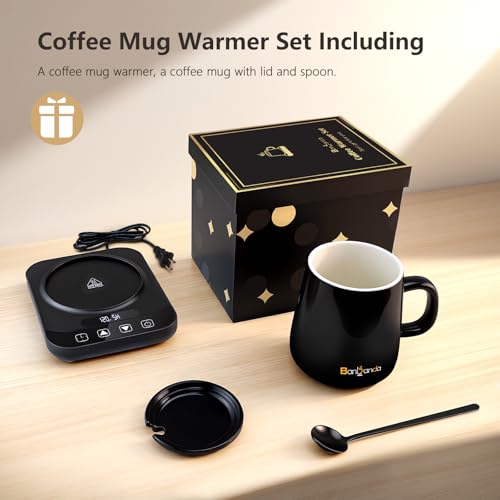 36W Electric Smart Coffee Mug Warmer Set with Timer, Black 14oz O88534