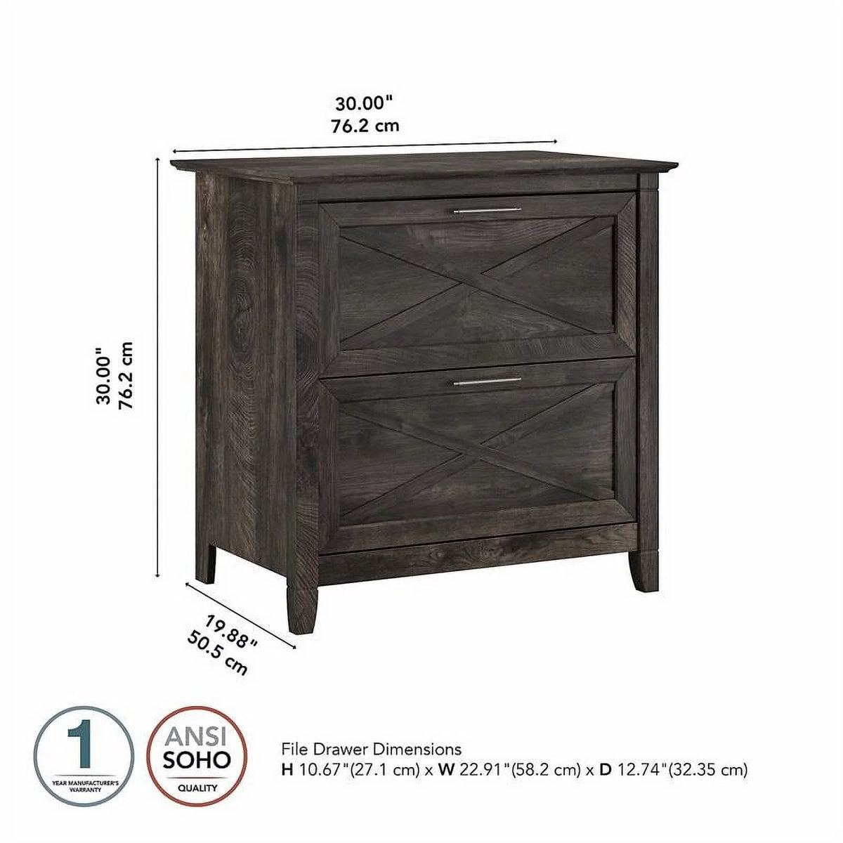 Gray 2 Drawer Wood File Cabinet H88242