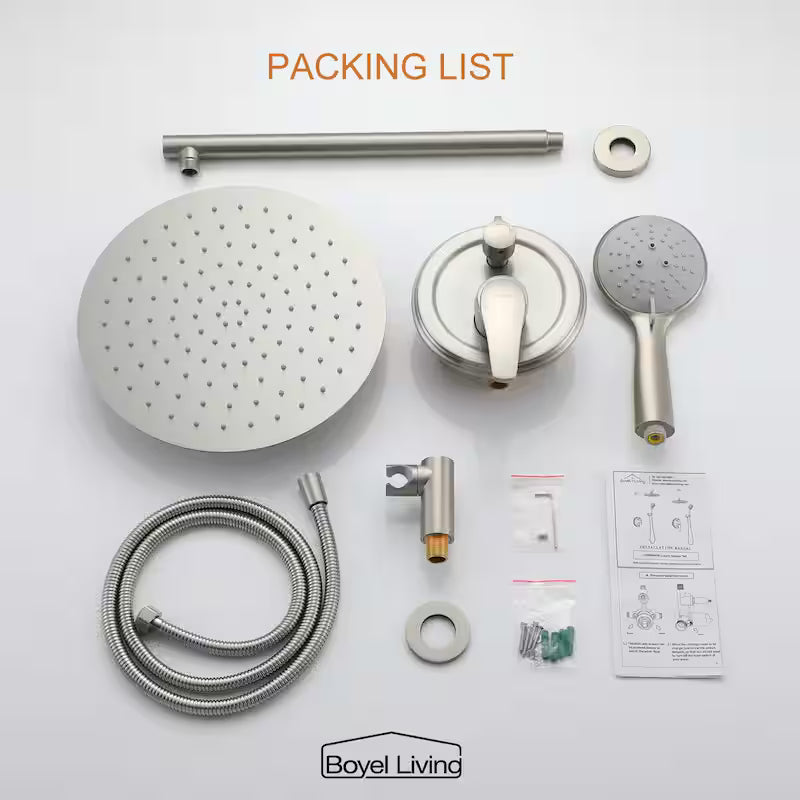 Wall Mount Dual Shower Heads with Valve in Brushed Nickel I64936