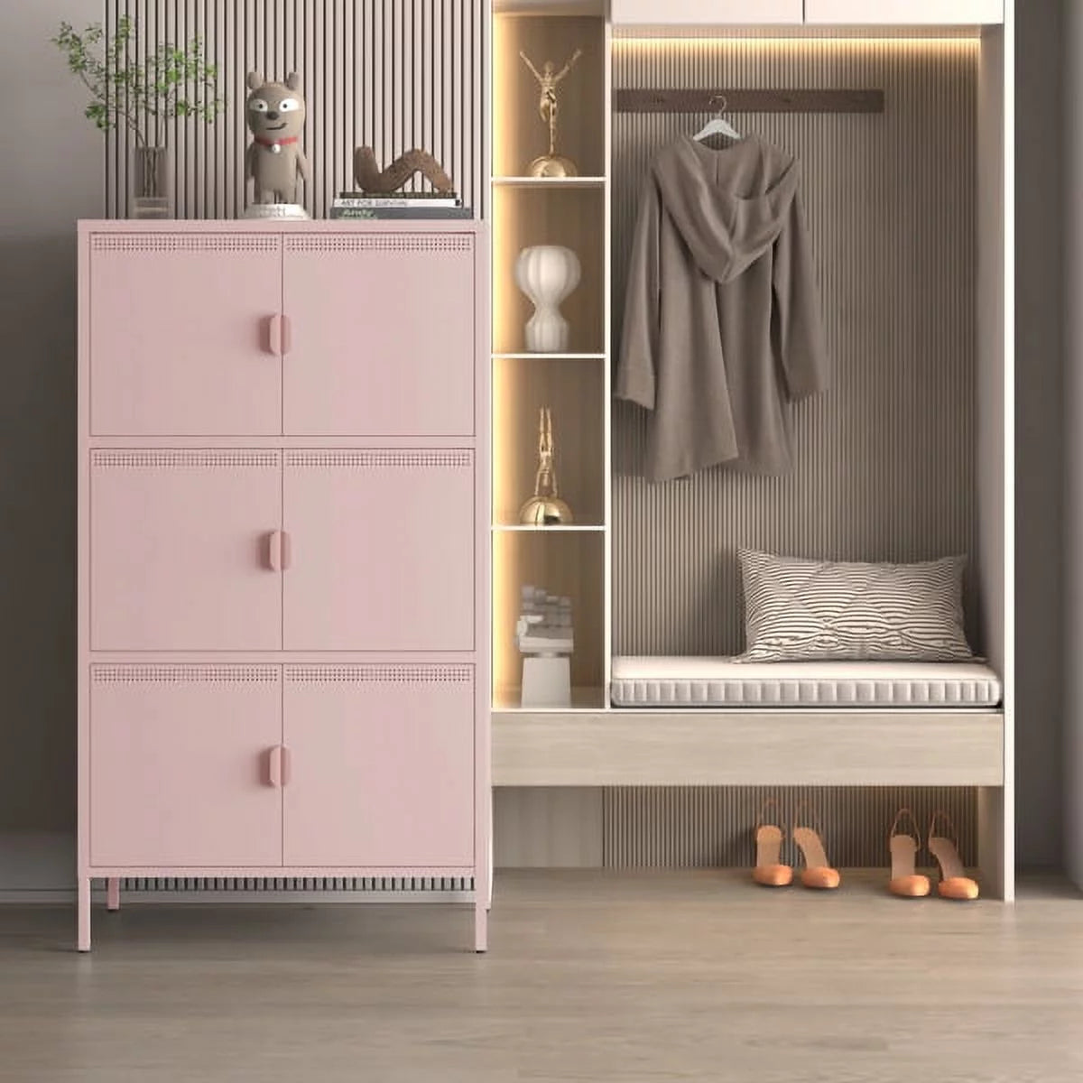 6 Doors Metal Storage Cabinet with Adjustable Shelves U706973