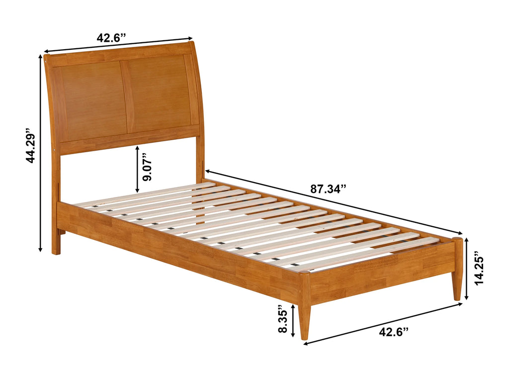 Twin XL Solid Wood Sleigh Platform Bed P255