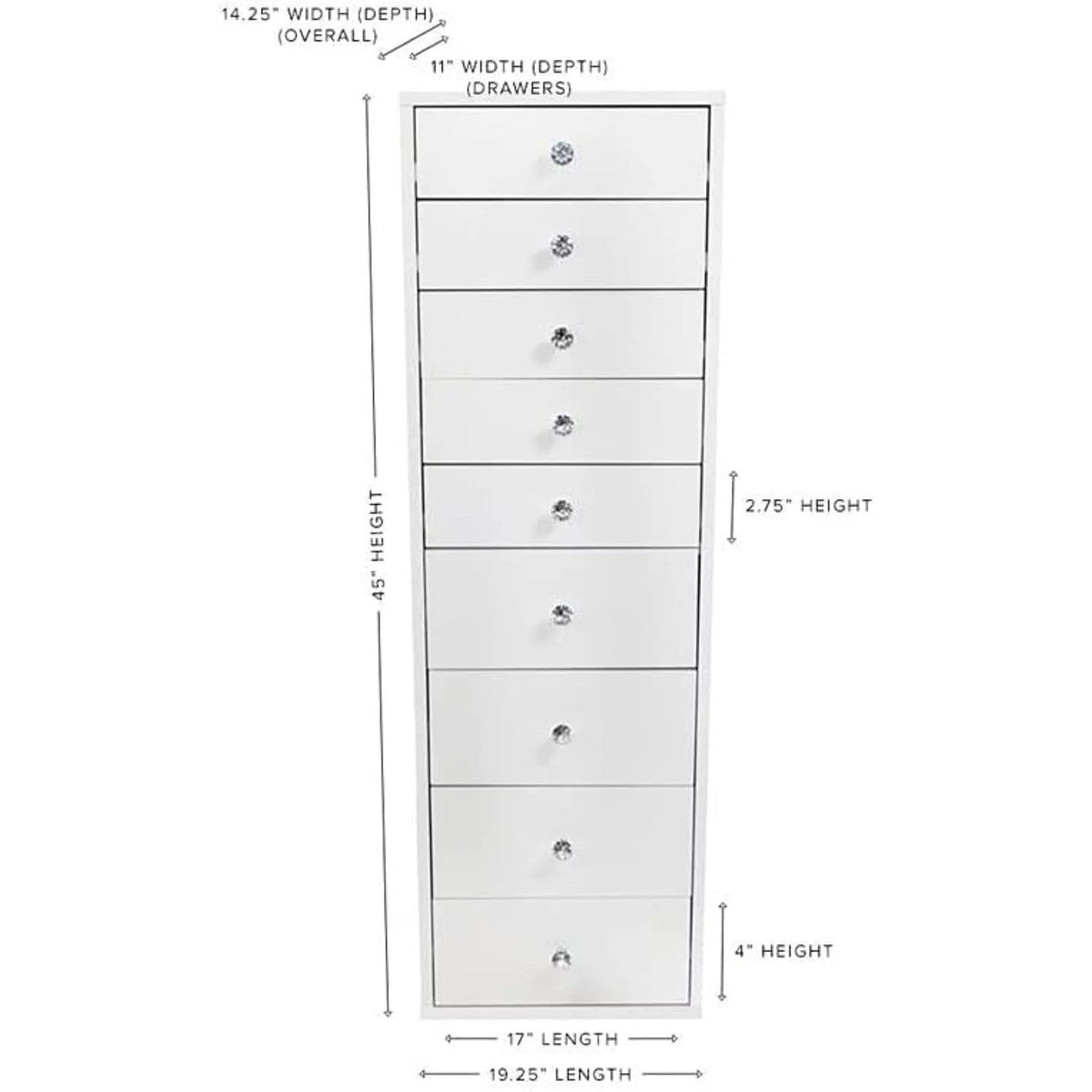 Light Pink 9 Drawer Makeup Vanity Storage K308