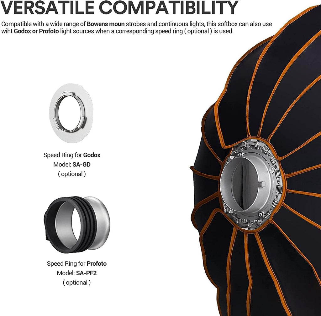 47 Inch Parabolic Softbox Bowens Mount with Diffuser and Carrying Bag J452