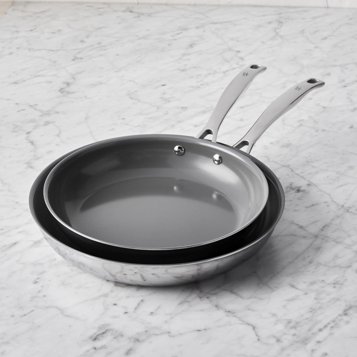 2pc Stainless Steel Ceramic Non-Stick Fry Pan Set H836734