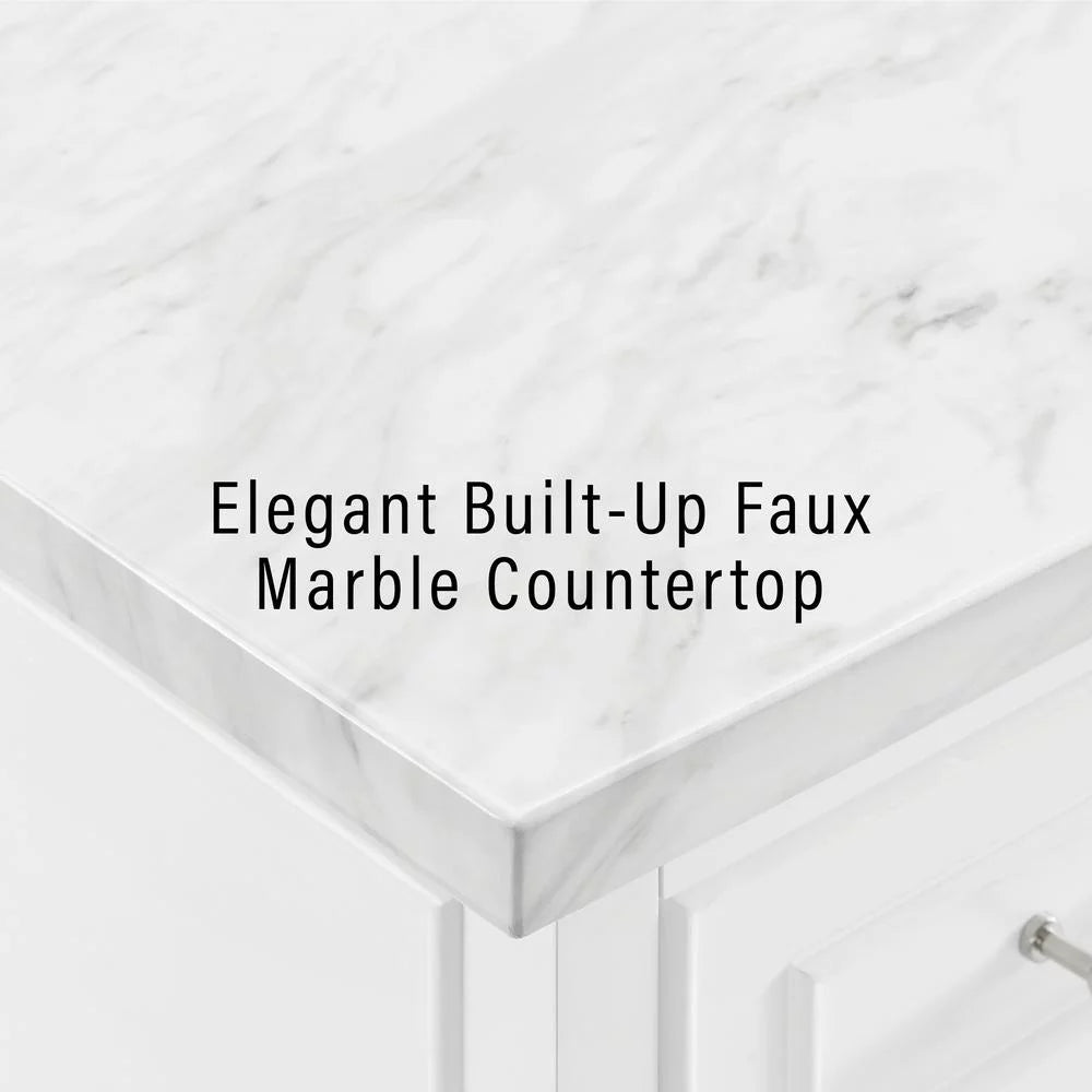 White MDF Wood Kitchen Island K8463