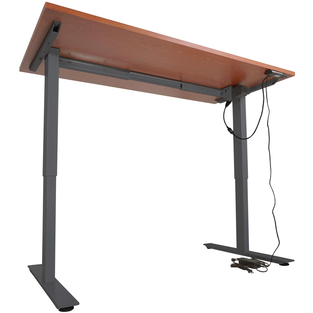 Adjustable Sit/Stand Desk 30" x 60" Cherry Finish Black Frame J445