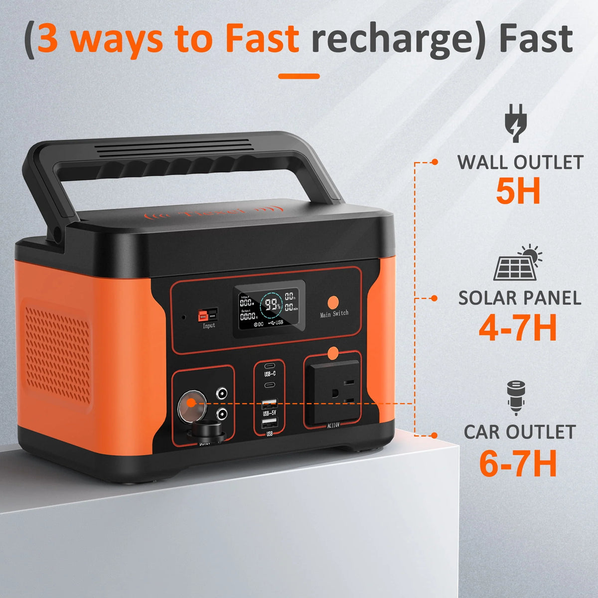 Portable Power Station 600W 550Wh LiFePO4 Battery W3038