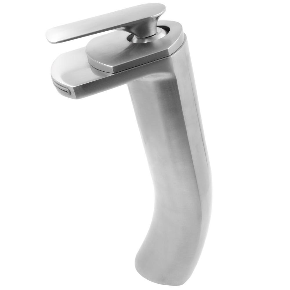 Brushed Nickel Waterfall Vessel Faucet W3519